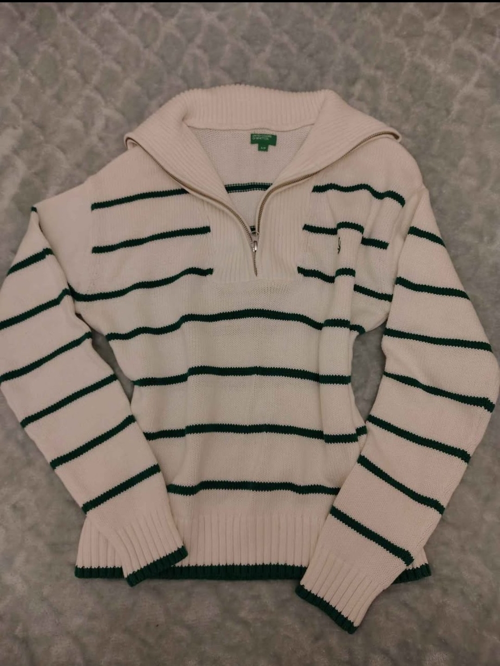 United Colors of Benetton Striped Quarter Zip Sweater Women's